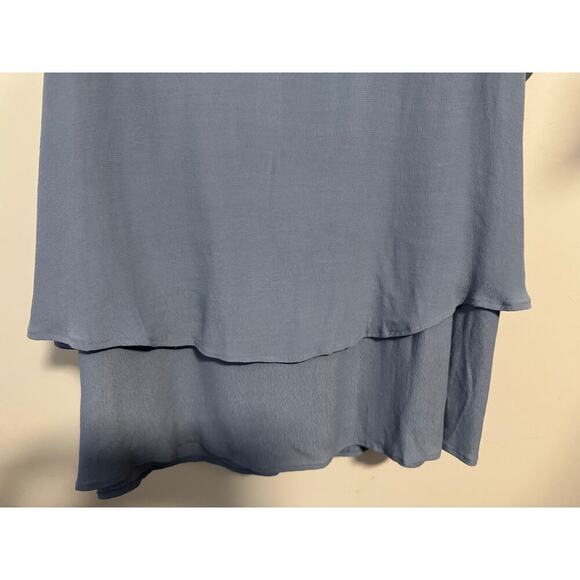 Loft L Ice blue layered tank w/2 tier design and weave shoulder detail - Picture 6 of 7